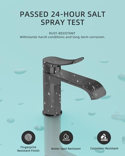 BELZ Bathroom Faucet 1 Hole Brushed Grey, Modern Vanity Faucet for Bathroom Sink, Lead-Free Single Handle Basin Faucet with Pop-up Drain - Thumbnail 6