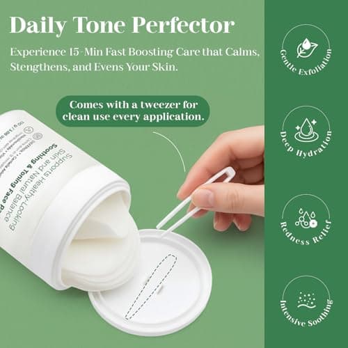 QAH Toner Pads Face Exfoliator Dark Spots Removal Pads, Soothing with DEFENSIL®,Tea Tree | Wrinkle Minimizing with Peptides, Niacinamide for All Skin Types（125 Counts） - Thumbnail 4