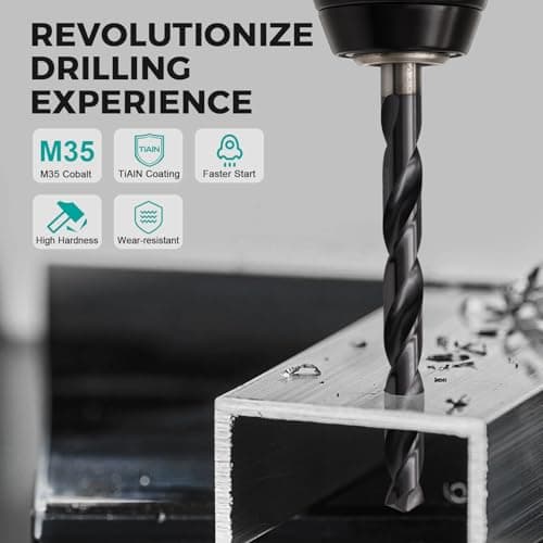 OSTTE 14 Pcs Cobalt Drill Bit Set (Pro), M35 Cobalt Twist Drill Bit Set with Titanium Aluminum Nitride Coated (TiAlN), 135 Degree Split Point Hardened Metal, Stainless Steel, Plastic, 1/16" - 1/2" - Thumbnail 2