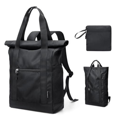 GOLF QUALITY Foldable Convertible Tote Backpack Lightweight Versatile Nylon Daypack for Women Men Work Leisure Travel,Black - Image 1