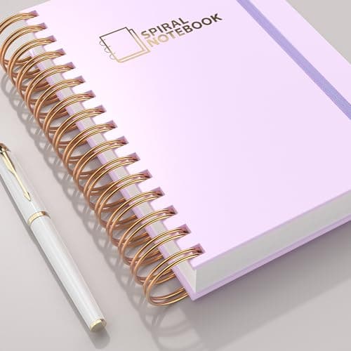 MSTONAL Lined Spiral Journal Notebook for Women Men, Medium A5 300 Pages, College Ruled Hardcover Notebooks for Work and Note Taking, Journals for Writing - Purple - Thumbnail 6