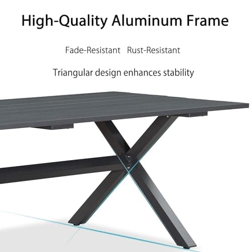 PURPLE LEAF 9 Pieces Outdoor Dining Set with Patio Aluminium Dining Table and Wicker Rattan Chairs Modern Furniture Cushions Sets for Backyard Indoor Decor Kitchen Grey - Thumbnail 5