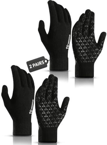 TRENDOUX Black Touchscreen Gloves for Men, Unisex Adult XL Big Hand Warm Thin Stretchy Gloves for Driving Running Hiking Office Computer - Image 1