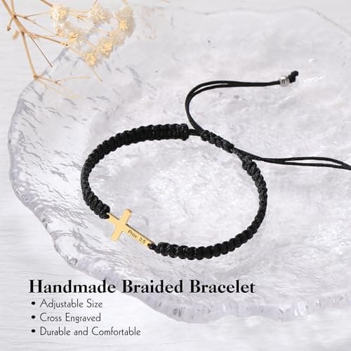 Sistble Easter Gifts for Women Teens, Easter Basket Stuffers Christian Gifts for Women Cross Bracelet Religious Baptism Gifts Confirmation Inspirational Bracelet Bible Verse Jewelry for Teens - Thumbnail 5