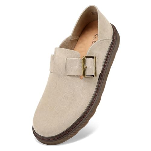 KYIKHOR Women's Comfortable & Lightweight Suede Leather Penny Loafers Slip-Ons Cute Business Casual Dress Shoes Work Office Flats Everyday Walking Shoes Driving Mocs for Women Grey,9.5 M US - Image 1