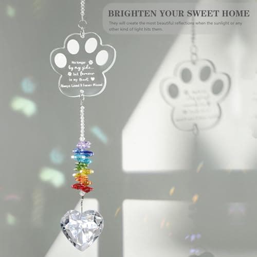 Dog Memorial Gifts for Loss of Dog, K9 Pet Memorial Crystal Suncatcher,Pet Passing Away Sympathy Remembrance Bereavement Gift (White-Pet Paw) - Thumbnail 2