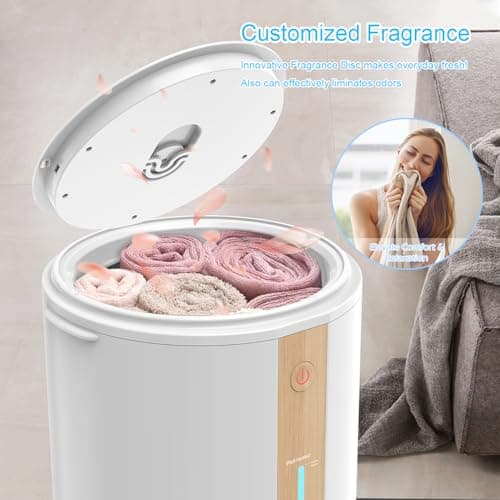 Keenray Towel Warmer for Bathroom, Towel Warmer Bucket with Heating Progress Bar, Fragrance Disc Holder, Leather Handle, Auto Shut-Off Towel Bucket Fits Up to Two 40" x 70" Towels, Blankets White - Thumbnail 5