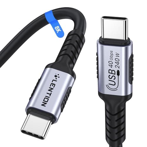 LENTION 2.3FT USB 4.0 Cable for Thunderbolt 4 240W Fast Charging USB C to USB C Cable, 40Gbps Data Transfer, 8K@60Hz Monitor Adapter, Dual 4K@120Hz USB4, for iPhone 17/16/15, MacBook Neo/Pro/Air - Image 1