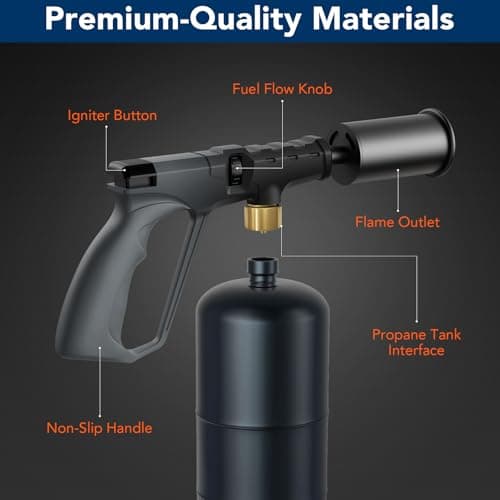 Sondiko Powerful Propane Torch Gun, Cooking Torch for Sous Vide, Charcoal Starter and Steak Searing, Best for Outdoor BBQ Party and Camping, Gray & Black, Gas Welding Kits(Tank Not Included) - Thumbnail 3