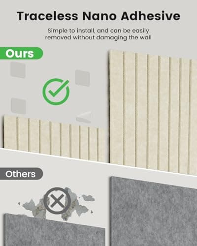 Nysunten 24x31 inches Large Felt Bulletin Board 0.35in Thicker, Cork Board with Safe Removable Nano Self-Adhesive Tabs, Wall Felt Board for Bedrooms, Living Rooms, Offices, Flower Shops - Beige - Thumbnail 5
