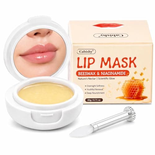 Overnight Lip Mask for Very Dry, Cracked Lips – Deep Hydrating Lip Moisturizer & Repair Treatment, Helps Brighten Dark Lips for Smokers, Smooths Lip Lines, with Mirror & Brush (0.71oz)