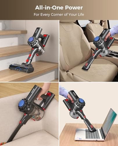 SVHT Cordless Vacuum Cleaner, 450W 40KPA Vacuum Cleaners for Home, 45Mins Lightweight Stick Vacuum with Advanced Green Light Tech, Rechargeable Battery Vacuum for Carpet,Pet Hair,Hardwood Floor - Thumbnail 5