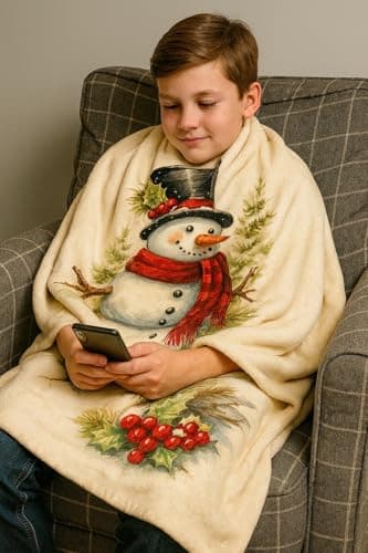 Carastora Christmas Snowman Blanket, Soft Plush Flannel Blanket, Suitable for beds, Sofas and Winter Decoration, Warm and Comfortable Holiday Blanket, Suitable for Children and Adults- 40x50 in - Thumbnail 3
