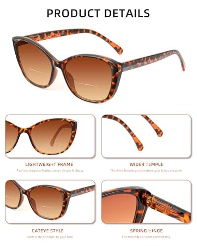 JOLISU 3 Pack Bifocal Reading Sunglasses for Women, 2 IN 1 Sun Readers Glasses Spring Hinge with UV400 Protection (2.50) - Thumbnail 3