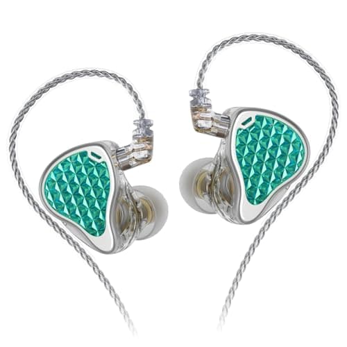 KZ ZAS Pro in Ear Monitor, 7BA+1DD Hybrid HiFi Earbuds, Deep Bass Noise Isolation IEM with Clear Sound, Comfort Secure in-Ear Fit, 8-Core Detachable Cable for Musicians Audiophiles (White, Nomic)