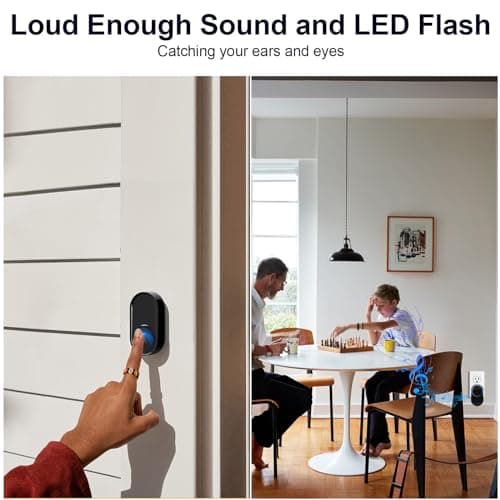 Wireless Doorbell, PHYSEN Wireless Doorbell for Classroom 3 Push Buttons 2 receivers, Operating at 1300 ft Range, 58 Melodies 5 Volume Levels & LED Flash, Waterproof Doorbell Chime Kits for Home - Thumbnail 3