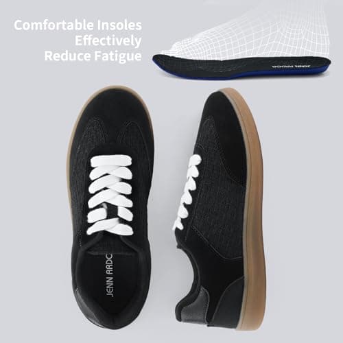 JENN ARDOR Black Low Top Sneakers for Women Lace-up Fashion Tennis Shoes Casual Slip On Sneaker Padded Non Slip Footwear for Work, Walking, Everyday Wear 8 - Thumbnail 5