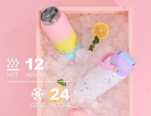 DLOCCOLD Kids Insulated Water Bottle with Leak Proof Straw Lid, Double Wall Vacuum Stainless Steel Water Bottle with Silicone Boot, Reusable Tumbler for Travel, Boys, Girls - Thumbnail 4