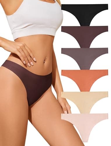 ANSUKOO Seamless Thongs for Women Underwear 6Pack,No Show Ladies Workout Thong,No Line Breathable Comfortable Sport Panties Assorted - Image 1