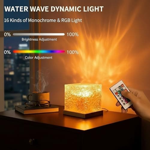 Mavsigak 2026 New Ocean Wave Projector Light, 16 Color Touch & Remote Ocean Lamp, 3D Water Ripple LED Night Light, Romantic Ambient Lighting for Bedroom, Kids Room, Meditation, Relaxation, Home Decor - Thumbnail 2