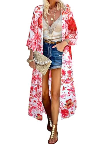 MayBuy Kimonos for Women Swimsuit Coverups Beach Casual Loose Boho Summer Lightweight Cardigans for Swimwear - Image 1