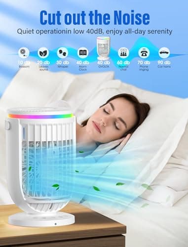 AI Portable Air Conditioners Fan with 120° Rotating Function,JYew Evaporative Mini Room Air Conditioners,Portable AC Unit Air Cooler with 4 in 1 Humidifier Fan Conditioner, AC Portable for Room Office - Thumbnail 4