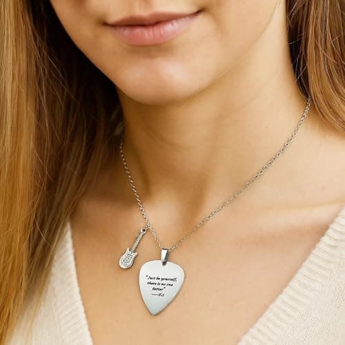 COTATI Quotes Guitar Pick Necklace Outfits Jewelry Accessories Inspired Fans Gift Merch (Just be yourself, there is no one better) - Thumbnail 3