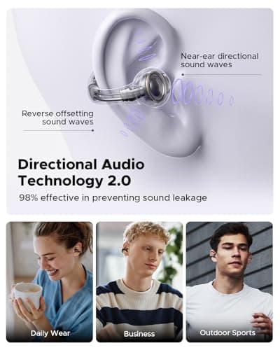 truefree B1 Open-Ear Wireless Earbuds, Bluetooth 5.4 Headphones with Spatial Audio, Ultra-Light Clip-On Fit, 25H Battery, Fast Charging, Multipoint Connection, App Customization, Workouts, Commute - Thumbnail 6