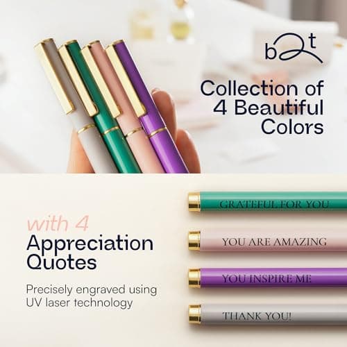 Appreciation Quotes Pen Set - Stocking Stuffer White Elephant Pens with Thank You Quotes, Gift Ready Case - Perfect for Mom, Sister, Christmas, Holiday Party, Coworker, Teacher, Employee Gratitude Day - Thumbnail 4
