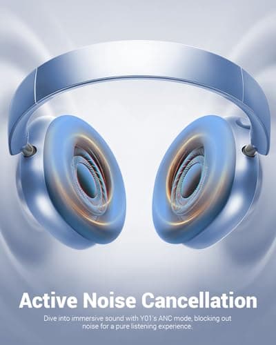 Wentronic Y01 Wireless Noise Canceling Headphones Bluetooth 5.3 Over Ear Headphones with Microphone, Hi-Res Audio, 48H Playtime, Foldable Comfortable Earpads,Compatible with iOS,Android,PC, Blue - Thumbnail 3