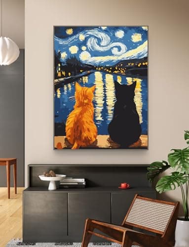ZRIZQ Paint by Numbers Kit for Adults Beginners,Cat DIY Painting Set,Relaxing Creative Craft Activity,16x20 Inch-Animal 5 - Thumbnail 6