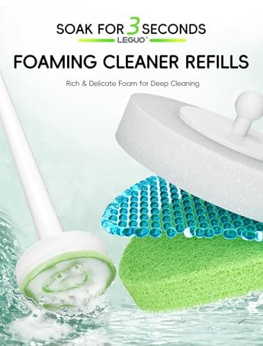 Wall Mounted Disposable Toilet Brush System with Holder, Toilet Bowl Cleaning Wand with Green Refills and One-Button Release (36 Refills) - Thumbnail 3