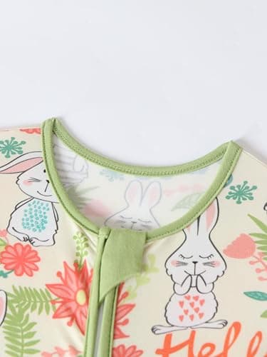 Joonberry Unisex Baby Bamboo Viscose Long Sleeve Romper, Cute Prints Zipper Footless Jumpsuit, Toddler One-Piece Outfits (Rabbit, 18-24M) - Thumbnail 3