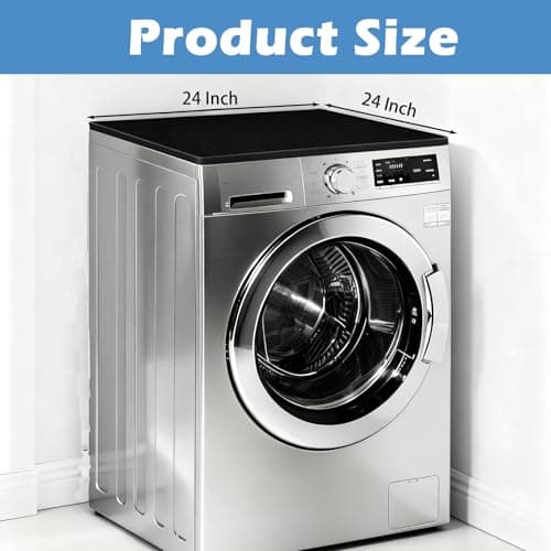 Washer And Dryer Topper Protector Silicone Mat 24"X24" Waterproof Washing Machine Top Cover with Raised Edges Non-Slip Laundry Countertop for Washer Dryer， Black - Thumbnail 2