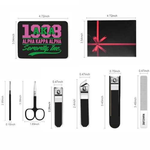 TTJHGYQO Nail Clippers and Beauty Tool Portable Set Nail Clipper Set Manicure Set 6 in 1 AKA Sorority Gifts Suitable for for Women Home, Workplace, Outdoor Travel,Etc. (AKA Black) - Thumbnail 2