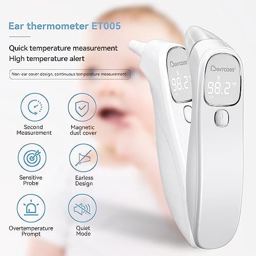 Berrcom 2-in-1 Forehead and Ear Thermometer with Magnetic Probe - Medical Digital Infrared Thermometer for Adults, Kids and Babies, 1s Fast Reading, LED Display, Auto Power Shut Off - Thumbnail 2