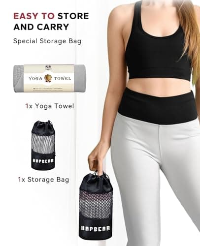 HAPBEAR Hot Yoga Towel - Non Slip Yoga Mat Towel with Grip Dot, Super-Absorbent, Soft Microfiber Towel for Hot Yoga, Pilates and Fitness - Thumbnail 5