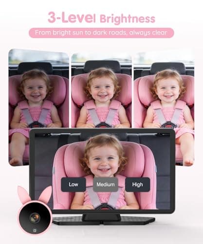 Babyvue BV4 USB Car Baby Camera, 7" 1080P HD Screen, Clear Auto IR Night Vision Back Seat Camera, Easy Install & Adjustable Brightness, Baby Shower & First Birthday Gift for Girls, Pet Friendly - Thumbnail 6