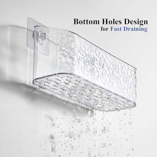 Eunion Bath Toy Storage Organizer, Bathtub Toy Storage Holder, Large Capacity Wall Mounted Shower Caddy Shower Organizer, No Drill Shelves Basket, Wave, 2 Pack - Thumbnail 3