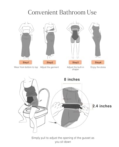Popilush Maxi Dresses for Women Built-in Bra Shapewear Bodycon Modal Long Dress Tummy Control Fit Casual Formal Dresses Black XX-Large - Thumbnail 6