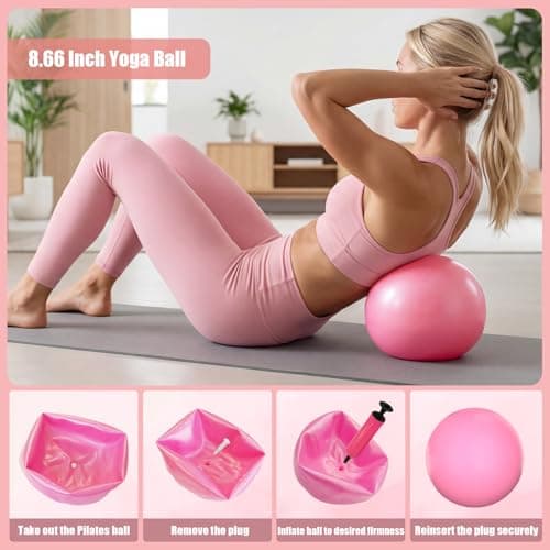 Binxalin 16 Pack Pilates Essentials Kit for Women, Home Pilates Equipment Ring and Ball Set, Fabric Booty Bands, Guide, Pilates Workout Kit for Starter at Gym Studio Travel - Thumbnail 3