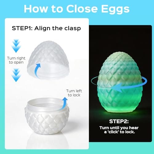 FESTIVALCOS Colorful Articulated 3D Print Dragon Egg - 12 Inch Movable Dragon Toy for Boys | Prefilled Easter Eggs & Fantasy Animal Model | Decorative Gift (Glow-in-the-Dark) - Thumbnail 5