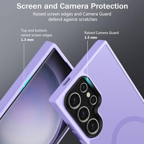 TISOOG Strong Magnetic for Galaxy S24 Ultra Case, [Compatible with Magsafe] [Military Grade Drop Tested] Translucent Matte Slim Case for S24 Ultra 6.8 inch,Light Purple - Thumbnail 5