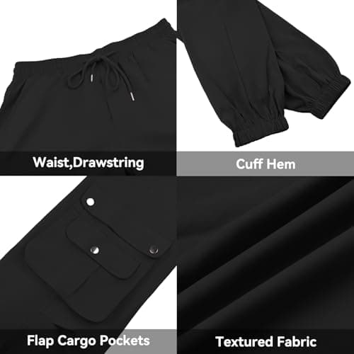 DISLANBO Men's Casual Pants Drawstring Hiking Pants Workout Tactical Joggers Sweatpants for Men Black - Thumbnail 5