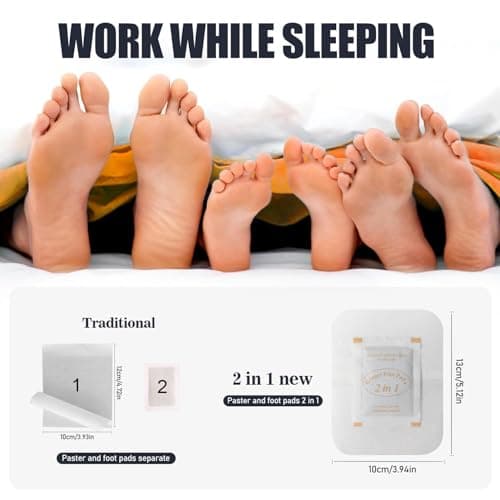 Niifawh 2 in 1 Foot Pads, Tear and Use Ginger Wormwood with Pure Natural Ginger Powder Bamboo Vinegar Wormwood, Bigger Adhesive ''Stay in Place'' All Night, 20 Pads - Thumbnail 5