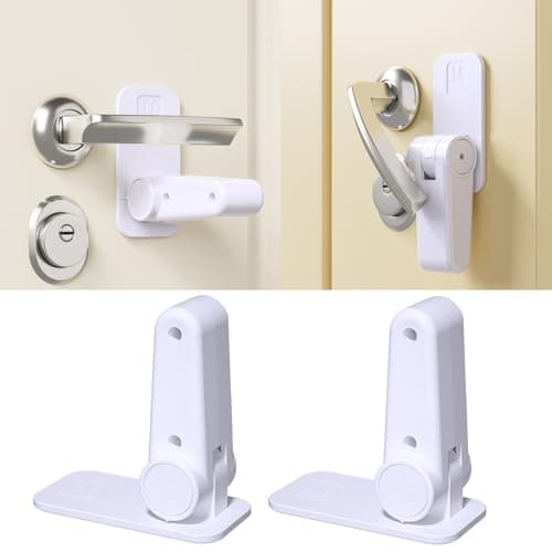 Bstsilver Childproof Door Lever Lock (2 Pack) Prevent Toddlers Pets From Opening Doors, Door Handle Lock for Babyproofing, No Drill Need Easy Install w/Strong Adhesive, One Hand Operation for Adults - Image 1