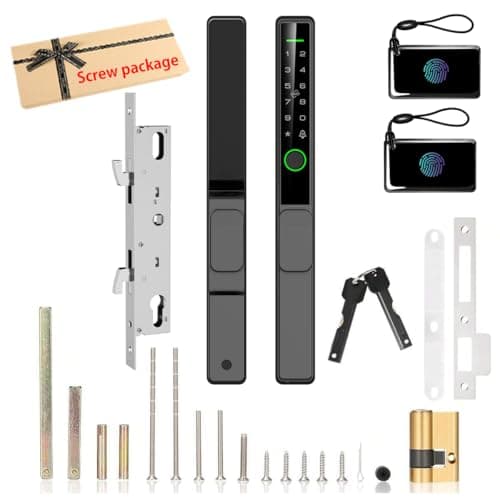 Sliding Glass Door Lock 2085 Ultra-Slim eLinkSmart Waterproof Keyless Mortise Smart Lock with Hook for Door Thickness 22~110mm (0.87"-4.33"), Aluminum Keypad Fingerprint Patio Door Tuya App - Thumbnail 6