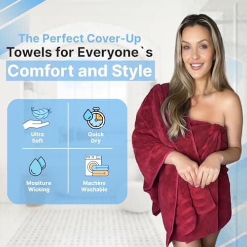 Infinitee Xclusives 100% Cotton Luxury Bath Towels Set of 2 (27x54 Inches) (Burgundy, Bath Towels - Pack 2) - Thumbnail 4