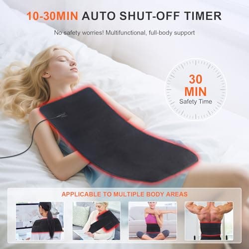 Red Light Therapy Mat for Body, 60W 31.5" x 11.8" 660nm & 850nm 360 LEDs Home Infrared Light Therapy Pad Blanket with Smart Temp & Timer for Back Belly Shoulder Muscle Pain Relief - Thumbnail 3