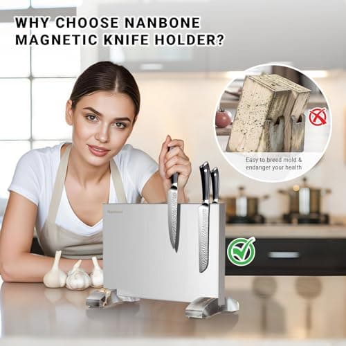 Magnetic Knife Block Stand Without Knives Double Sided Magnetic Knife Holder Rack for Kitchen Counter Stainless Steel Knife Magnetic Strip Display Stand Storage Organizer - Thumbnail 5